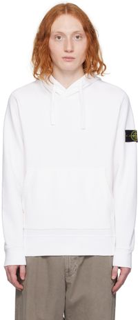 Stone Island Pull à capuche teint en plongée blanc