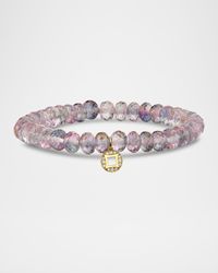 Diamond Lucky Charm Mystic Rainbow Quartz Bead Bracelet