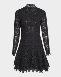 Joy Guipure Lace Long-Sleeve Mini Dress