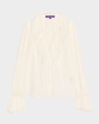 Kensley Cotton-Silk Voile Ruffle Blouse