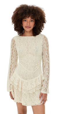 Free People Tabby Lace Mini Dress Tea XL