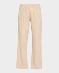 Striped Straight-Leg Cotton Lounge Pants