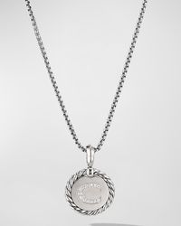 18mm Initial Cable Collectibles Charm Necklace with Diamonds in Silver