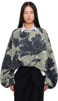 Dries Van Noten Green Draped Sweatshirt