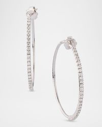 18K White Gold Diamond Hoop Earrings
