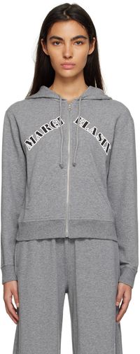 MM6 Maison Margiela Pull à capuche gris à logo contrecollé