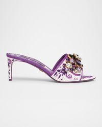 Maiolica Jeweled Printed Slide Sandals