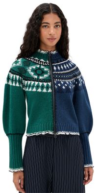 Sea Linea Fair Isle Zip Front Cardigan Multi M