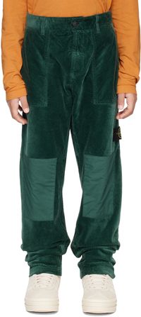 Stone Island Junior Kids Green Paneled Trousers
