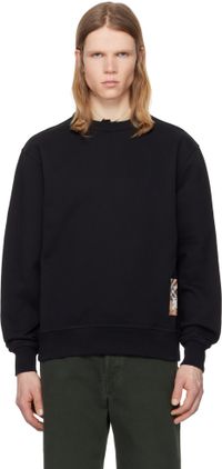 Burberry Black Check Label Cotton Sweatshirt