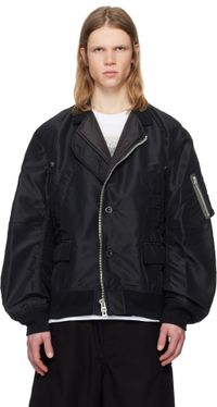 sacai Black Nylon Twill Bomber Jacket