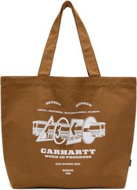 Carhartt Work In Progress Brown Canvas Graphic Large Tote