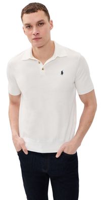 Polo Ralph Lauren Cotton Sweater Polo Deckwash White w/ Navy PP XS