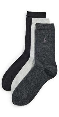 Polo Ralph Lauren Classic Flat Knit Socks 3 Pack Oatmeal Heather Assorted One Size