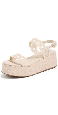 Larroudé Florence Broderie Flatforms Natural 9.5