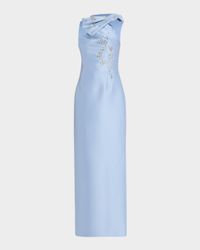 Olivia Beaded Bow-Embellished Mikado Gown