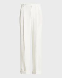 Straight-Leg Pleated Pants