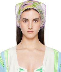 Anna Sui Purple & White Florida Silk Voile Headscarf