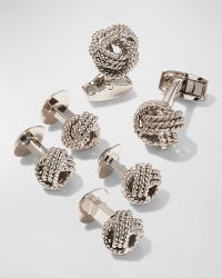 Men's Cable Knot Metal Cufflinks & Stud Set