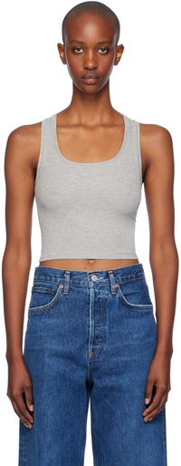 ÉTERNE Gray Square Neck Tank Top