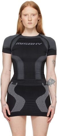 MISBHV Haut de sport noir à motifs et logo en tricot jacquard