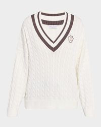 Cable-Knit Sport Club V-Neck Sweater