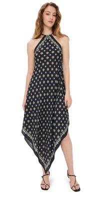 L'AGENCE Elise Southwestern Halter Midi Dress Black S