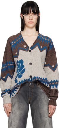 Acne Studios Multi-Color Jacquard Wool Cardigan