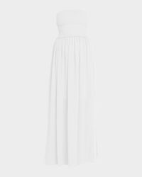 Calista Smocked Strapless Side-Split Coverup Dress