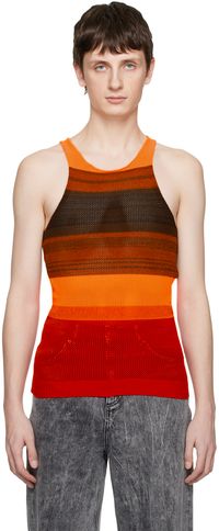 AGR Orange Striped Tank Top