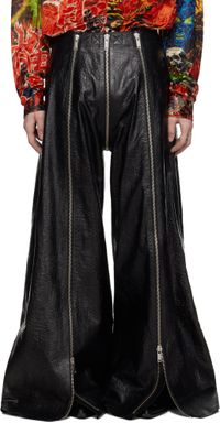LU’U DAN Pantalon Flight noir en cuir