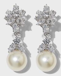 Cubic Zirconia Cluster and Pearly Drop Earrings