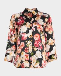 Multi Cluster Floral Dani Silk Blouse