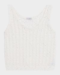 Linen Pailette Charming Cable Scoop-Neck Tank Top