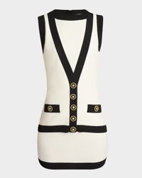 Contrast-Trim Knit Mini Dress