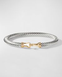 Cable Buckle Bracelet with 14K Gold in Silver, 5mm