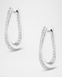 Sterling Silver Diamond Buckle Hoop Earrings