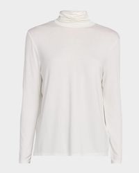 Soft Touch Pleated Long-Sleeve Turtleneck