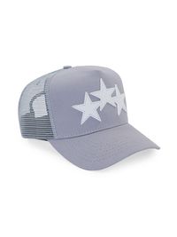 Men's Three Star Mesh Trucker Hat - Grey
