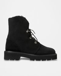 Eva Faux Shearling-Lined Suede Hiker Booties