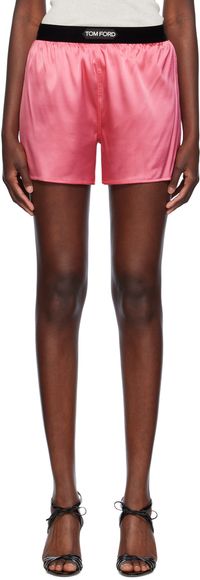 TOM FORD Short boxeur rose en satin extensible de soie