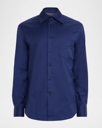 Men's Point-Collar Cotton Button-Down Shirt