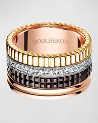 Quatre 18K Gold Classique Large Band Diamond Ring