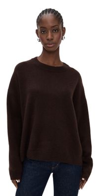 STAUD Serrano Cashmere Relaxed Crew Dark Chocolate XS