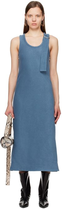 Jil Sander Robe longue bleue à glissière