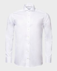 Men's Slim-Fit Twill Dress Shirt with Cutaway Collar