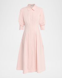 Jazz Poplin Pintuck Midi Shirtdress