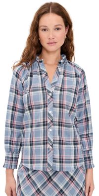 Marea Charlize Top Harbor Blue Check M
