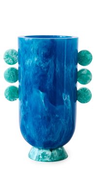 Jonathan Adler Mustique Ripple Resin Vase Blue One Size
