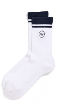 Sporty & Rich SRHWC Logo Socks White/Dark Navy One Size